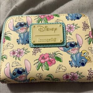 Loungefly Cream and Blue Stitch Floral Bag